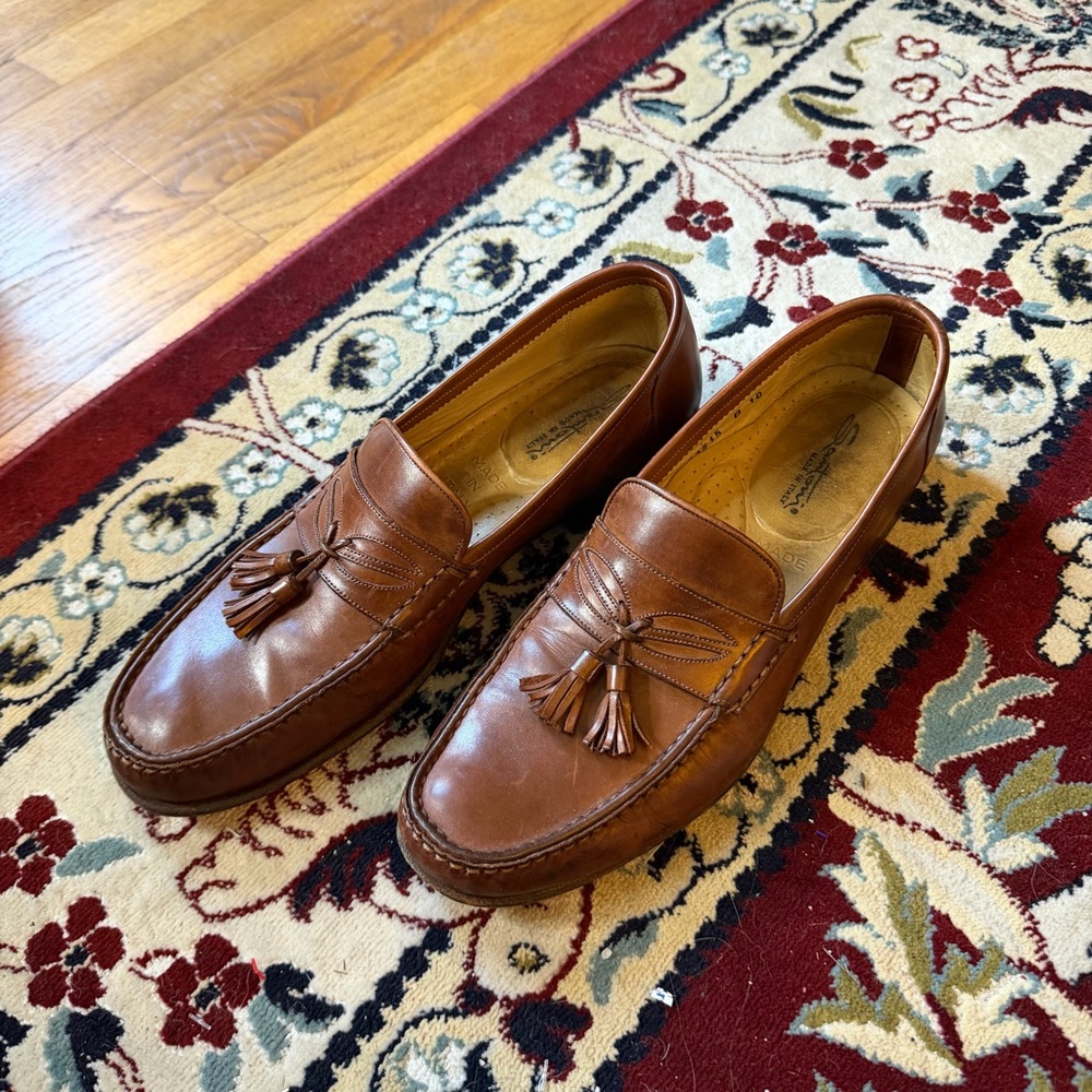 Santoni Dallas loafers made in Italy brown leather with tassels